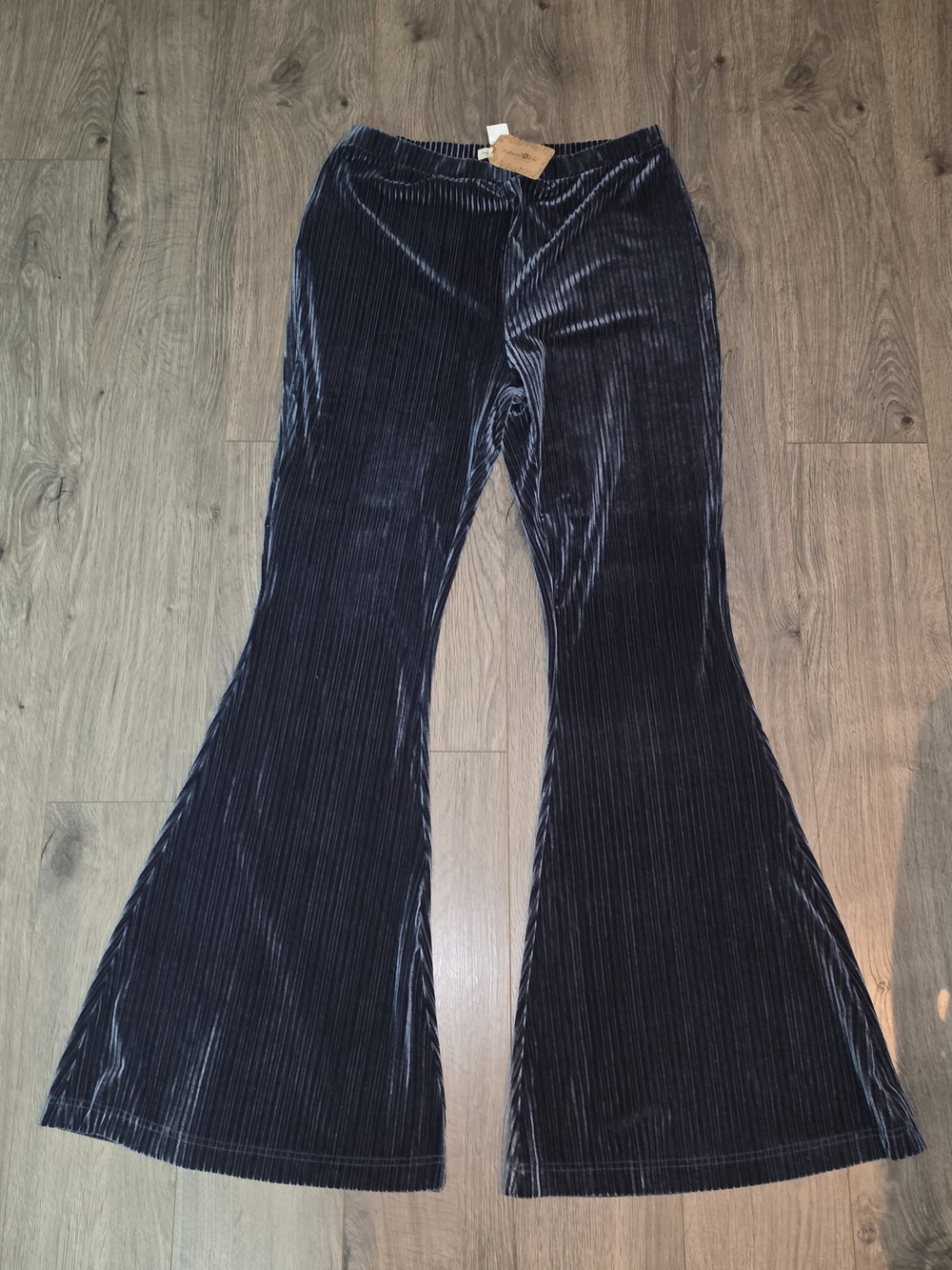 Natural Life Joplin High Rise Ribbed Corded Velvet Flare Leggings Navy Blue